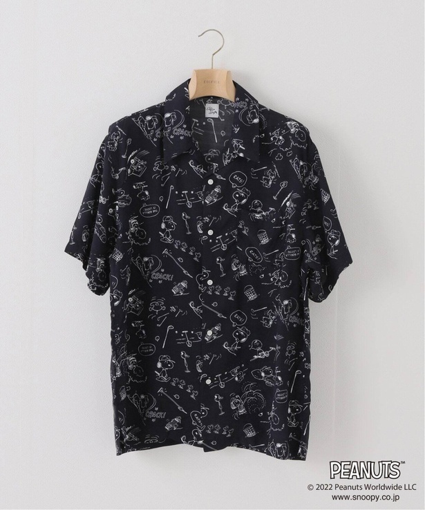 「【PEANUTS×EDIFICE GOLF】別注総柄オープンカラーシャツ」(1万9800円)