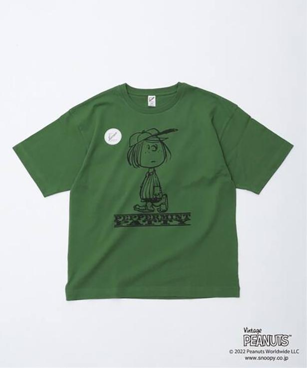 「【PEANUTS×SPORTS WEAR by relume】別注SPECIAL 18/-OE 半袖Tシャツ(グリーン)」(5995円)