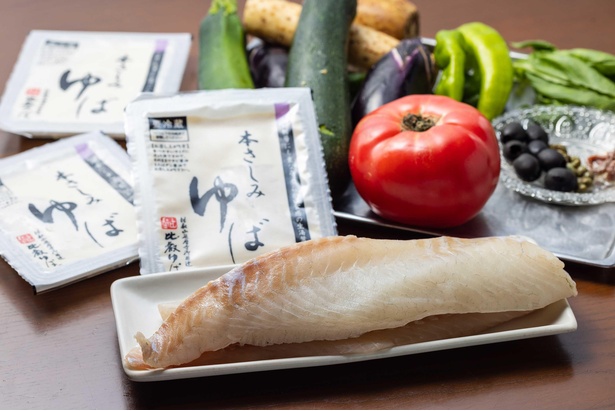 ブラックバスや比叡山の湯葉など、滋賀県食材をふんだんに使用。夏野菜も滋賀県産のものを使用する場合も