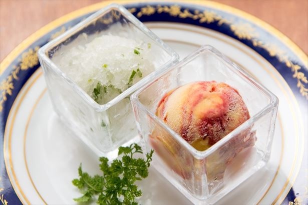 「2種の柑橘ソルベ」(1544円)