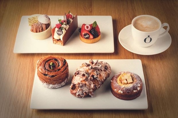「bubo BARCELONA」。ヴィエノワズリーは、サクサクのデニッシュ生地にアー モンドチョコクリームを包んだスネーケン(486円、左手前)など