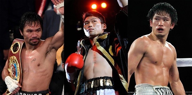 WOWOWでは2か月連続で(写真左より)マニー・パッキャオ、三浦隆司、亀海喜寛の3大ビッグマッチを生中継!