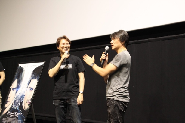 ホーム大阪のファンの前に立った小林プロデューサーと篠原プロデューサー。ネタバレありのトークは大いに盛り上がった。
