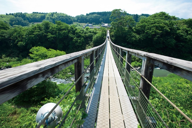 【写真を見る】滝を正面から見られる「滝見橋」。カメラ片手に訪れる見物客も多い