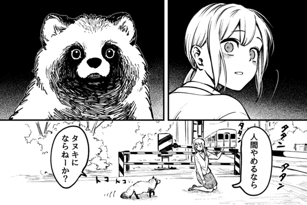 人間をスカウトしに街に繰り出す、タヌキのこがね丸