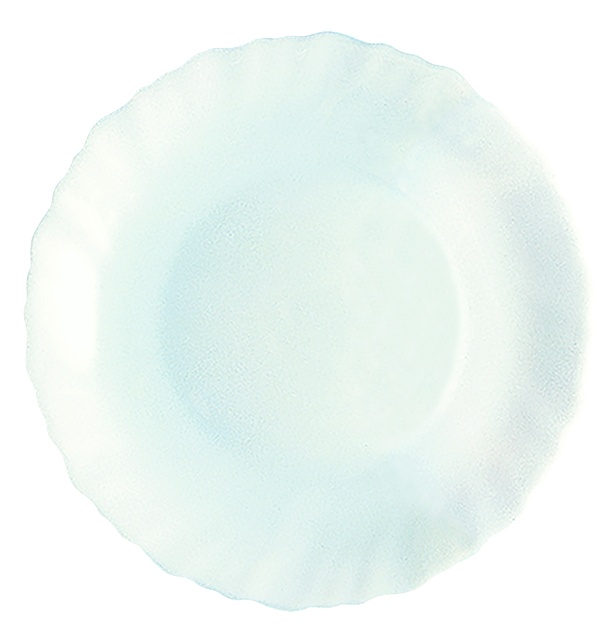 第1回のキャンペーンでプレゼントされた白いお皿(1981年)。シンプルながら華やかな印象がある。