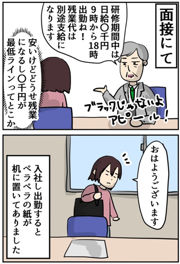 「面接で騙されてブラック企業に入社しました 出勤簿編」1-1