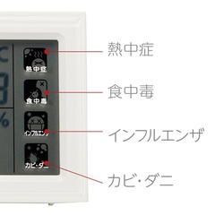 温度と湿度の条件により注意報を表示してくれる