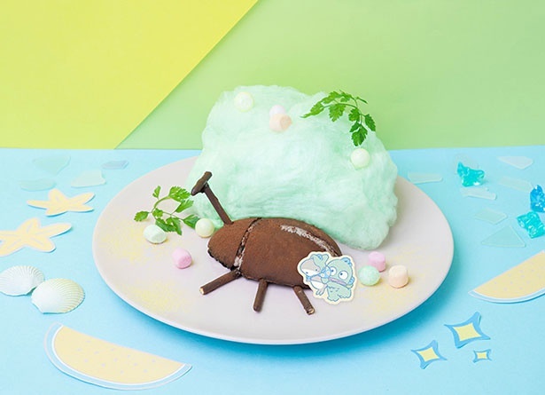 カブトムシの形をしたチョコケーキとバニラアイスが隠されている綿あめ。ハンギョドンとかぶとむしみたいなケーキ(1320円)