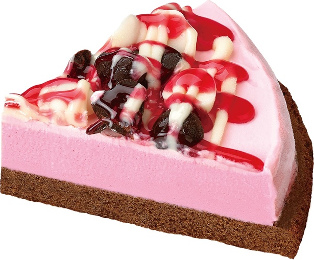 ブラウニー生地にラズベリーのアイスクリームとピンクのホイップクリームを合わせたラブベリースペシャル