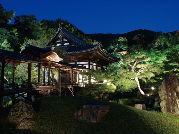 【写真を見る】ライトアップされた観月台/高台寺