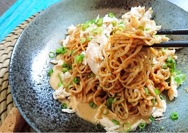 レンチンレシピ 7 ピリ辛っ 夏麺 ごまダレ七味鶏そば ウォーカープラス