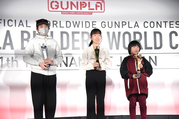 U-14コース・3位から1位までの入賞者たち(左よりキノピーさん、小島柚紀さん、ゆわっしーさん) 