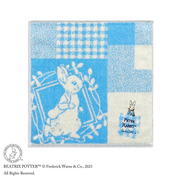 「パッチワーク タオルハンカチ ブルー」(770円)