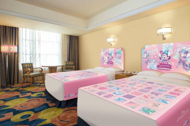 ディズニーのホテルに“ミニーのファンダーランド”がテーマの客室が登場