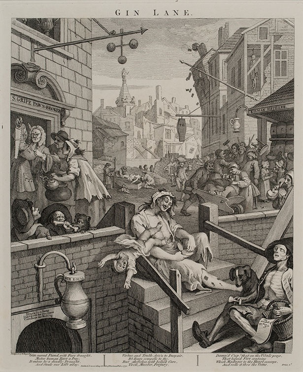 ウィリアム・ホガース『ビール街とジン横丁』より《ジン横丁》 1750-51年 エッチング、エングレーヴィング・紙　郡山市立美術館