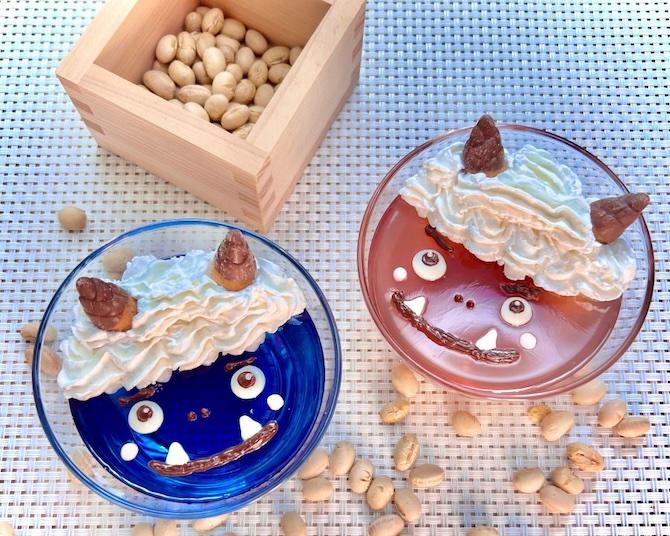 食べる鬼退治！節分に向けて、オーガニックハーブで色付けするキュートな赤鬼＆青鬼ゼリーのレシピが無料公開中。作り方は？味わいは？