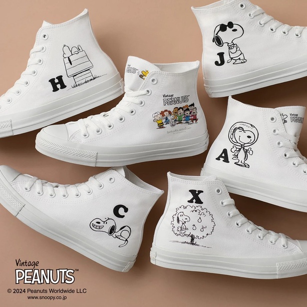 「White atelier BY CONVERSE」のプリントカスタマイズにPEANUTS デザイン登場