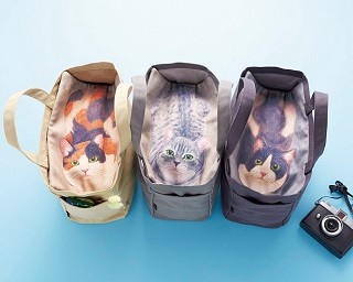 のぞいたらニャンと！猫と目が合うユーモアたっぷりのトートバッグ