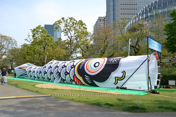 東京ミッドタウン八重洲に約25メートルの巨大こいのぼりが出現！