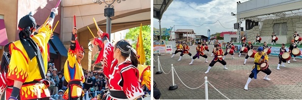 (写真左)琉球舞団 昇龍祭太鼓 (写真右)琉球國祭り太鼓