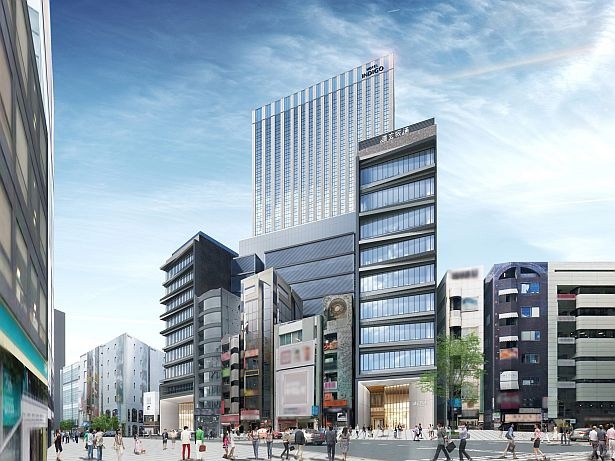 「道玄坂通(dogenzaka‐dori)」。上層階にはライフスタイル・ブティックホテル「ホテルインディゴ東京渋谷」が入る
