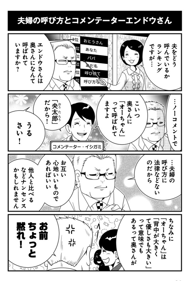 夫婦の呼び方とコメンテーターエンドウさん