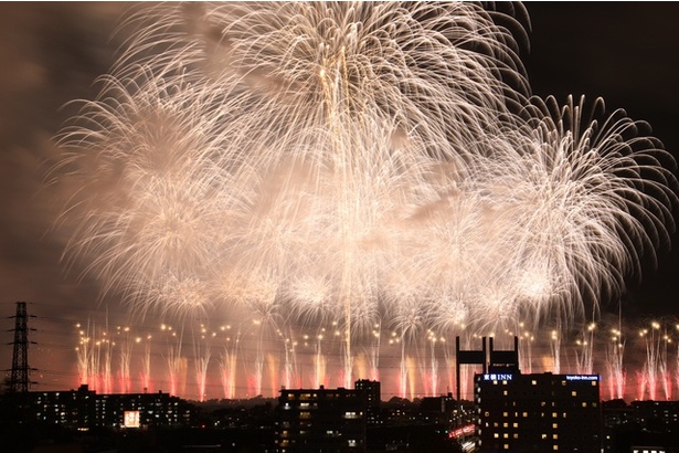 大迫力の花火が頭上に降り注ぐ！