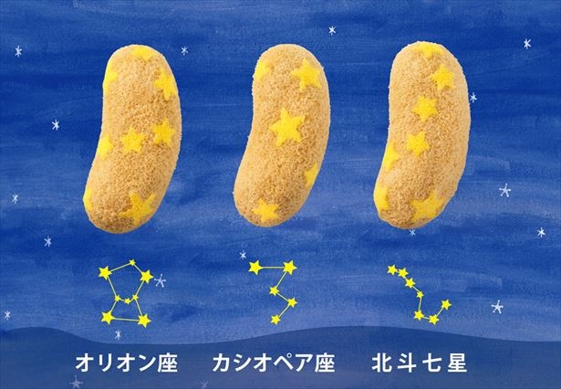 【写真を見る】天体観測が楽しめるように3種類の星座を浮かべた東京ばな奈きら星