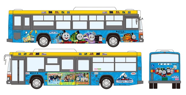 三郷市周辺を走行するラッピングバスのデザインイメージ