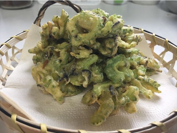 「ゴーヤと塩昆布のかき揚げ」