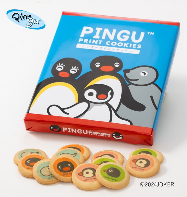 ピングー、ピンガ、ロビ、ピンギがプリントされた「PINGU(TM)プリントクッキー(12枚入)」(1200円)