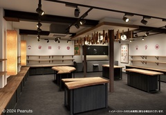 郷土文化を感じるモチーフの店内装飾や飛騨高山の無垢板を使用したディスプレイテーブルなど、インテリアにもこだわりが
