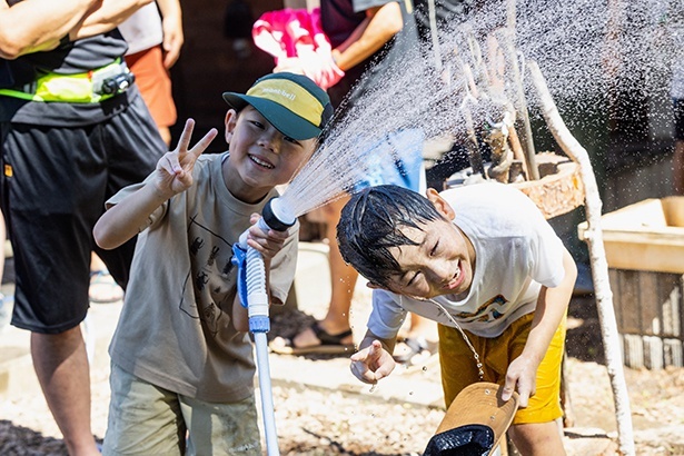 ゴール後に冷たい水が気持ちいい！