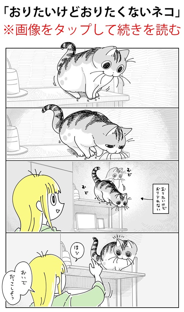 「おりたいけどおりたくないネコ」01