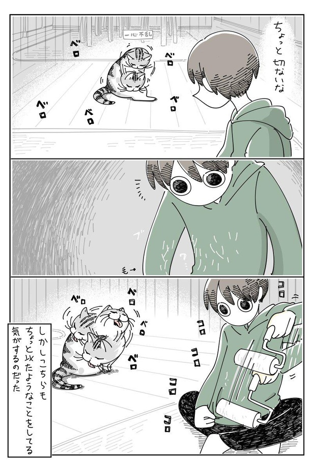 「撫でたところを気にするネコ」03