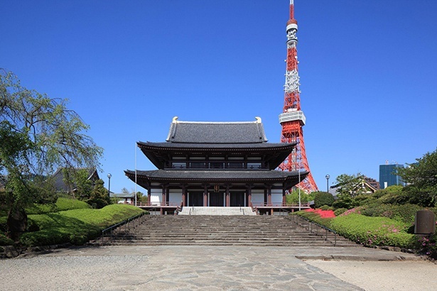 【写真】増上寺本殿と東京タワー