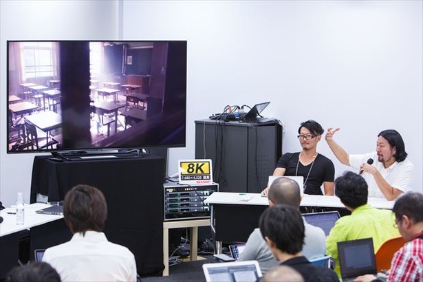 8K/HDRオリジナルショートフィルム作品『LUNA』の映像について解説する制作担当の池田一真氏(ピクス/management所属)・諸石治之氏(ロボット所属)