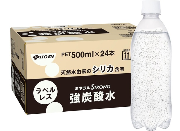 【Amazon.co.jp限定】 ミネラルストロング 伊藤園 ラベルレス 強炭酸水 500ml×24本 シリカ含有