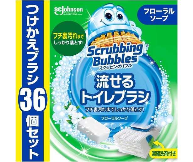 【Amazon.co.jp 限定】 スクラビングバブル 流せるトイレブラシ フローラルソープの香り 付け替え用 (36個) 