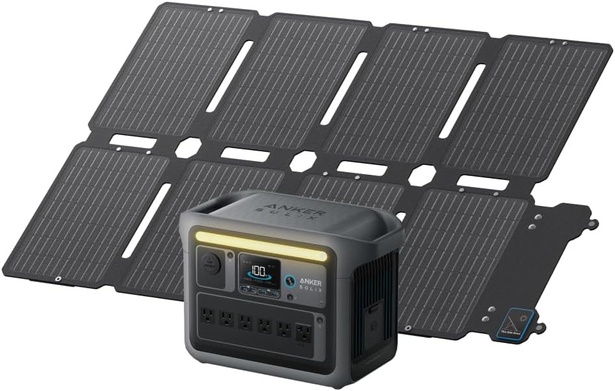 Anker Solix C1000 Portable Power Station with Anker Solix PS100 Compact Portable Solar Panel 1056Wh
