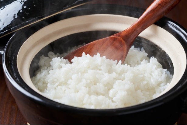 土鍋で炊いたごはんはつやつや、ふっくら！