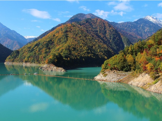 紅葉と水面のコントラストが美しい／高瀬渓谷の紅葉