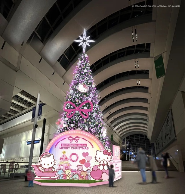 「クイーンズスクエア横浜クリスマス2024 Hello Kitty Happy Christmas」にはハローキティデザインの装飾が登場(※画像はイメージ)／クイーンズスクエア横浜