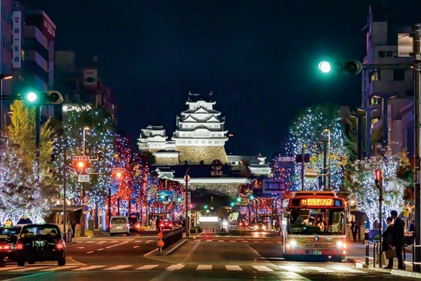 Himeji大手前通りイルミネーション／大手前通り(姫路駅前から姫路城前まで)、大手前公園、家老屋敷跡公園