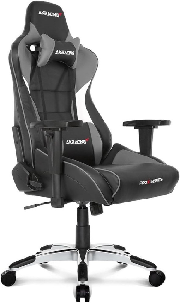 【AKRacing】ゲーミングチェア デスクチェア グレー 灰 Pro-X V2 高耐久PUレザー 180度リクライニング 在宅 リモート 5年保証