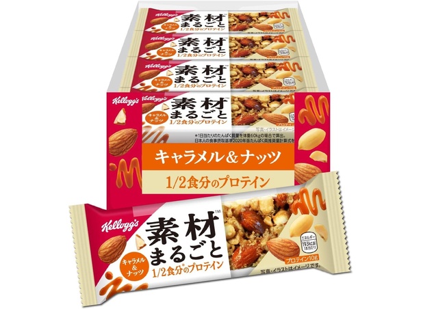 ケロッグ 素材まるごとプロテインバー キャラメル&ナッツ 12本セット