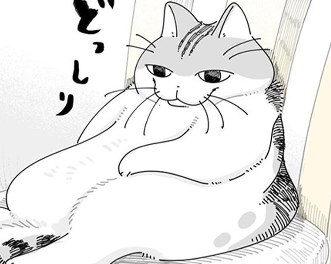 【ネコ漫画】人のようにどっしりと座る愛猫!?その姿に「うちの猫もよくやります」「わかります」など共感コメント殺到