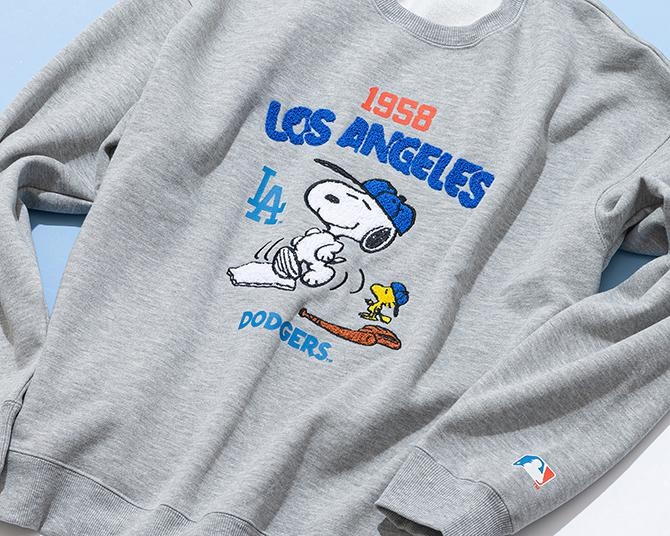 メジャーリーガーに扮するスヌーピーがキュート！JEANS MATEからPEANUTS×MLBオリジナルデザインのスウェットが登場