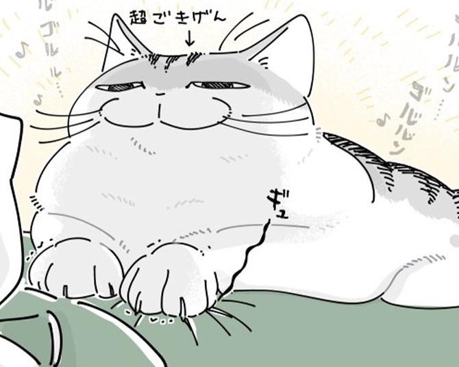 【ネコ漫画】飼い主の上に乗ってごきげんな愛猫!?その仕草＆動けない飼い主にSNSで共感コメント多数！